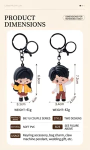 Leuke paar cartoon zacht rubberen sleutelhanger hanger tas ornament cadeau accessoires