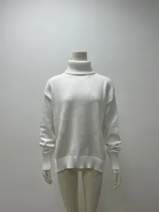 Pull en tricot col roulé ample unicolore femme manches longues pull chaud hiver élégant