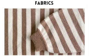 Brown white striped knit sweater fabric detail, classic retro autumn winter cozy pullover.