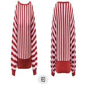 Classic vintage striped pullover sweater for women featuring crewneck and long sleeves.