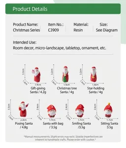 Christmas resin Santa Claus miniature figurines desktop micro landscape DIY decoration props.