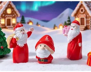 Christmas Santa Claus mini resin figurines cute dwarf snow scene desktop DIY decoration