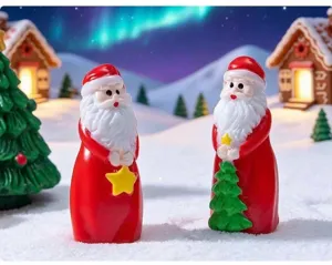 Christmas Santa Claus miniature resin figurines for desktop snow scene DIY holiday decor.