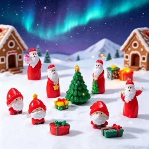 Miniature Santa Claus Resin Figurine Christmas Snow Landscape DIY Micro Decoration Cute Desktop Ornament Festive Gift