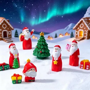 Christmas Santa Claus miniature figurines snow scene DIY desktop micro landscape decoration set