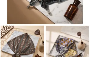 Vintage floral triangle scarf with bead fringe, bohemian style breathable hair accessory shawl.