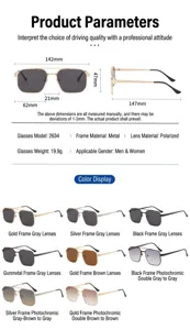 Men's polarized metal sunglasses for driving outdoor UV protection anti-glare fishing shades.