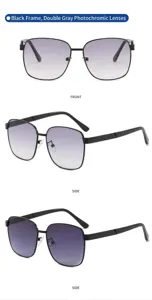 Gafas de sol polarizadas hombre vintage cuadrada metal exterior conducir detalle vista.