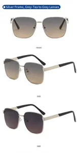 Vista detallada de gafas de sol polarizadas de metal cuadrado retro para hombres con degradado