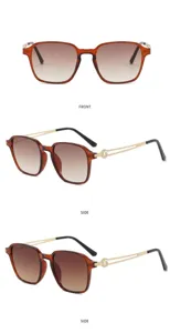 Stylish square sunglasses with brown gradient lenses and metal temples for daily wear.