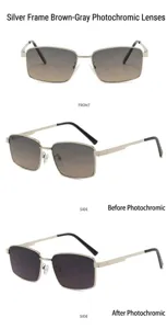 Men's metal square polarized photochromic sunglasses, UV protection driving sun glasses.