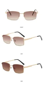 Men's Polarized Metal Square Frame Sunglasses UV Protection Outdoor Driving Sun Glasses