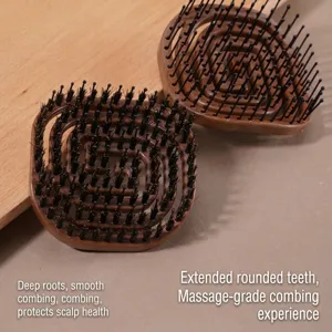 Boar bristle hair brush massage detangling comb fluffy spiral styling tool for women home daily