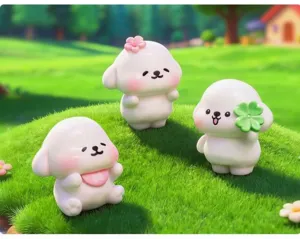 Schattige miniatuur puppy hars beeldjes voor micro landschap tuin desktop decoratie.