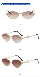 Luxus Sonnenbrille für Herren mit Metallrahmen, Farbverlauf Gläsern und Schlangen-Bügeln.