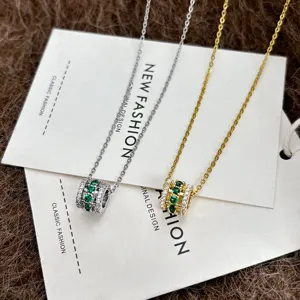French light luxury double-layer waist diamond necklace, exquisite zircon collarbone chain for women.
