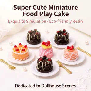 Miniatura torta in resina cibo casa delle bambole giocattolo, set micro decorazioni fai da te.