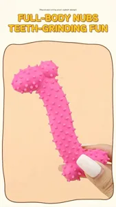 TPR spiky dog chew bone toy detail, flexible rubber dental cleaning molar toy for pets.
