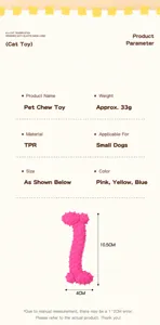TPR Spiked Dog Bone Teething Toy Detail View Showing Dimensions And Material Specs