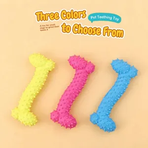 Durable TPR Spiked Bone Dog Chew Toy Interactive Molar Teeth Cleaning Toy Colorful Rubber Pet Toy For Puppy Dogs