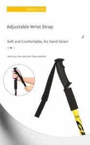 Trekking pole replacement grip and adjustable wrist strap detail, anti-slip foam handle design.