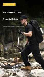 Aluminium telescopic trekking pole with EVA ergonomic handle for outdoor hiking and climbing.