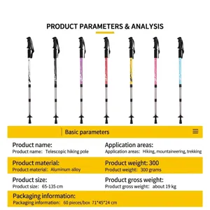 Telescopic hiking pole aluminum alloy lightweight adjustable trekking stick outdoor gear