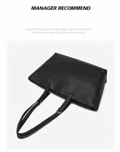 Borsa a tracolla classica in pelle PU nera, grande capacita borsa casual da lavoro.