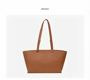 Borsa tote a spalla marrone vista dettagliata, grande borsa da lavoro elegante e pratica.