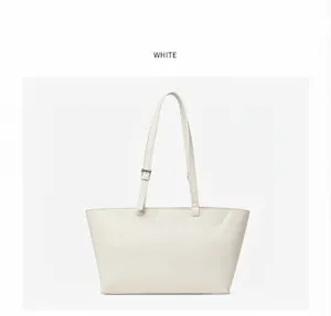 Elegante borsa tote in pelle bianca da donna, capiente borsa a spalla casual.