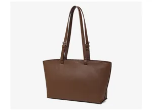 Borsa tote marrone in pelle PU da donna, grande borsa a spalla casual per ufficio.