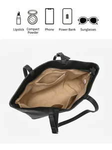 Grande borsa tote capacita moda casual borsa a spalla da lavoro borsa a mano nera elegante