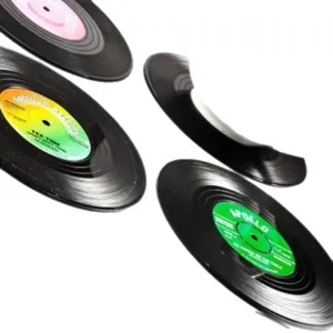 Vinyl Plaat Onderzetters Retro CD Hittebestendige Tafelmatten Set Voor Koffiekopjes