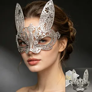 Silberne metallische Hasenmaske Maskerade Halbgesicht Augenmaske fur Halloween Party Requisite