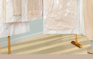 Sac de rangement sous vide suspendu pour manteaux, housse transparente et épaisse.