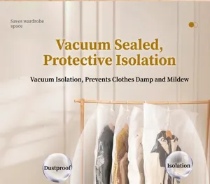 Sac de compression sous vide suspendu pour vêtements d'hiver, housse transparente épaisse.