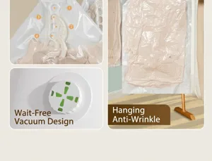 Sac de rangement sous vide suspendu pour manteaux d'hiver organisateur transparent épais.