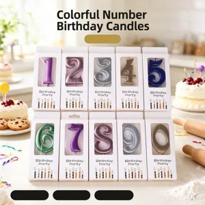 Colorful Digital Birthday Candles Number Paraffin Wax Smokeless Cake Toppers For Kids Party Celebration Cake Decor