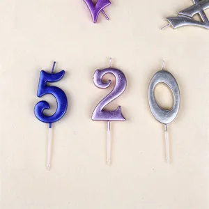 Metallic number 520 birthday candles for cake decoration party celebration supplies