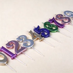 Colorful number birthday candles 0-9 metallic cake decoration party supplies smokeless candles