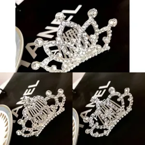 Rhinestone Princess Crown Tiara Hair Accessories For Kids Girls Alloy Heart Shaped Headbands Hair Combs Clips For Birthday Party Wedding
