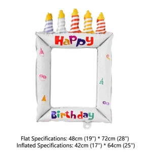 Inflatable birthday photo frame balloon foil party decoration prop for celebrations