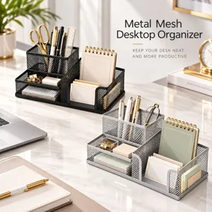 Organisateur de bureau en treillis metallique porte-stylo boite de rangement papeterie