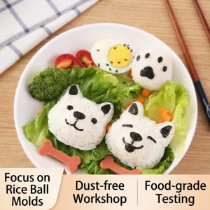 DIY Lindo Cachorro Molde de Bola de Arroz Dibujos Animados Animal Sushi Maker Plástico de Grado Alimenticio Herramienta de Cocina Accesorio Bento