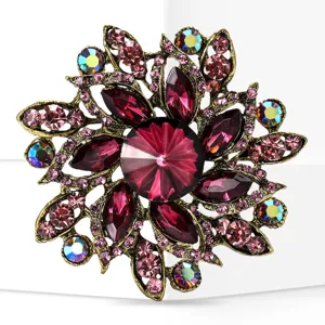 Vintage Strass Flower Brooch Elegante Crystal Corsage Pin Moda Κομψή Καρφίτσα Gift
