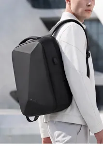Herren Business Laptop Rucksack mit USB Anschluss Hartschale Diebstahlsicherung Reise Alltag.