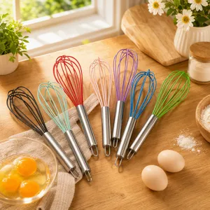 Fouet En Silicone Avec Manche En Acier Inoxydable Batteur À Œufs Manuel Mélangeur De Cuisine Outil De Pâtisserie
