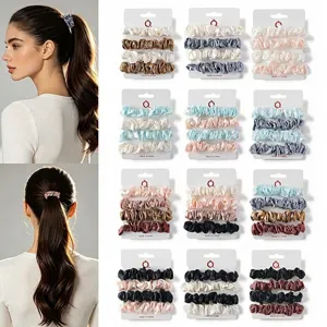 Satijn haarscrunchies set smalle zijde haarelastiekjes voor vrouwen paardenstaart houder haaraccessoires