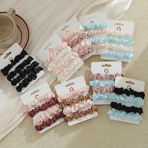 Satijn haarelastiekjes set voor vrouwen en meisjes, schattige paardenstaart accessoires.
