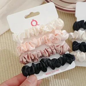 Satijn Haarscrunchies Set Kleine Dunne Haarelastiekjes Paardenstaart Accessoires
